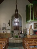 Looking west towards the font
