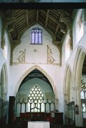 Looking east, the Reformation divide above the chancel arch.