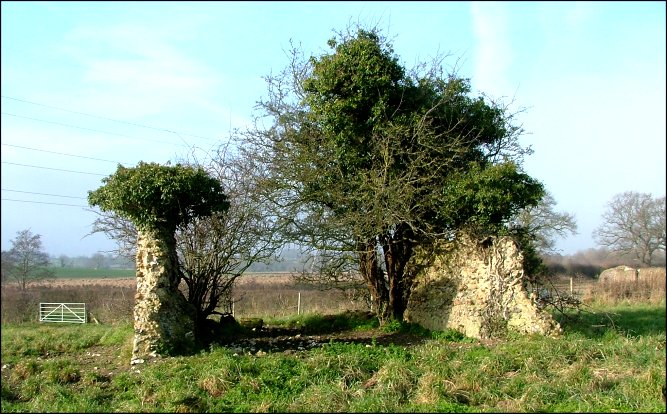 Bickerston: looking west through the remains of a Norman church