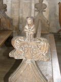 bench end: lily crucifix