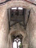 Looking up into the tower - it became a chimney in the inferno