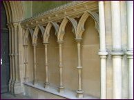 The arcaded seats in the south porch