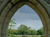 through the church doorway, St Clement beyond