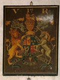 Georgian Royal Arms overpainted as 'Victoria Ist'
