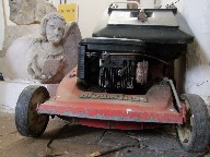 angel and lawn mower