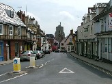 view from the top of St Nicholas street to  St Mary. St Nicholas was on the left beyond the portico of the Corn Hall