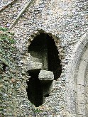 tower stairs through a hole in the turret