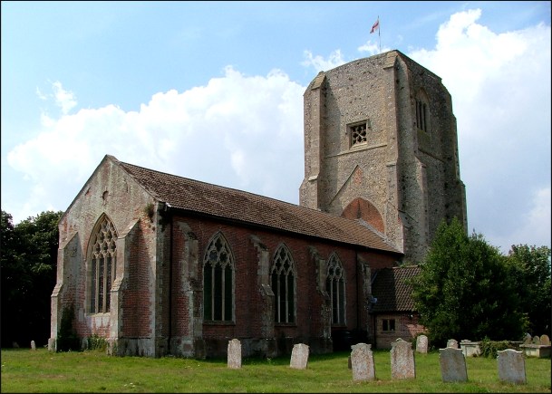 Felmingham: like an 18th century church against a castle keep