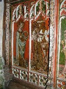 I: St Cecilia with her floral wreath; II: St George killing a dragon