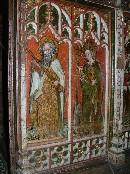 V: St Paul with his sword and book; VI: St Margaret killing a dragon