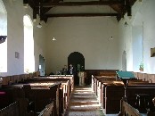 looking west: the chancel lines up with the tower arch