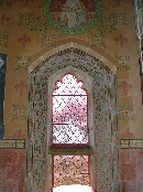 stencilling in the chancel: low side window
