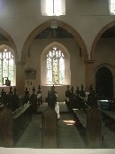 through the south window - note the stained glass in the distance