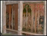 North side of screen: St Juliana; missing; St Helen; missing (probably St Agnes); St Theobald, St Denis, St John of Bridlington, St Giles