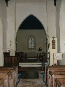 the view east, with pointed chancel arch