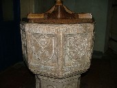 font bowl with dedicatory inscription around rim