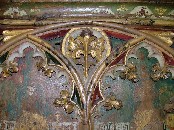 Lessingham screen: tracery (detail) showing some restoration