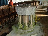 typical local font in Purbeck marble