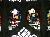 St Sixtus and St Sampson in15th century glass at Magdalen