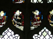 St Britus, St Aldhelm, St Sixtus and St Sampson in 15th century glass at Magdalen