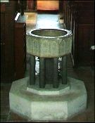 marble font on collonade