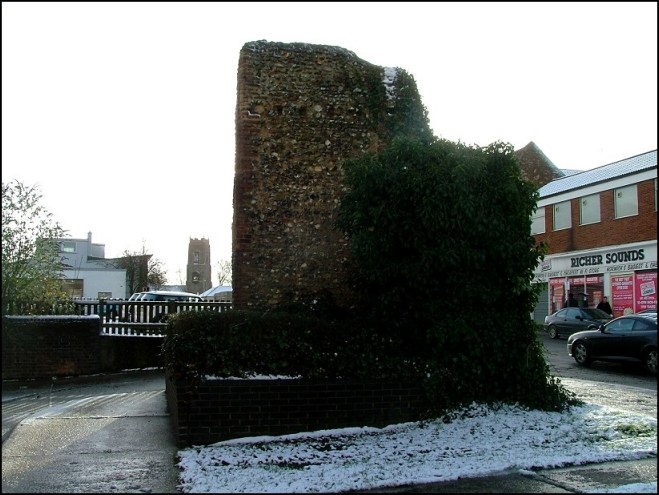 St Bartholomew: the north side of the tower, and St John Sepuchre beyond