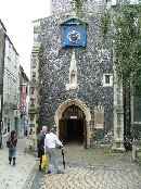 grand two storey porch into the base of the tower