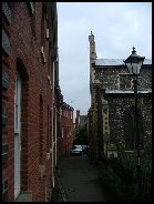 St Swithin's Alley, where the tower was, with Hampshire Hog Yard beyond