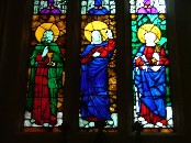 east window: St John the Evangelist, Christ, St Peter