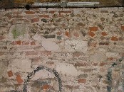 medieval masonry set in the barn wall