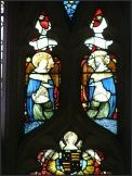 East window glass: old kings kneel before young princes