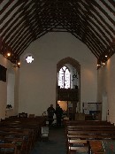 looking west: the off-centre tower arch