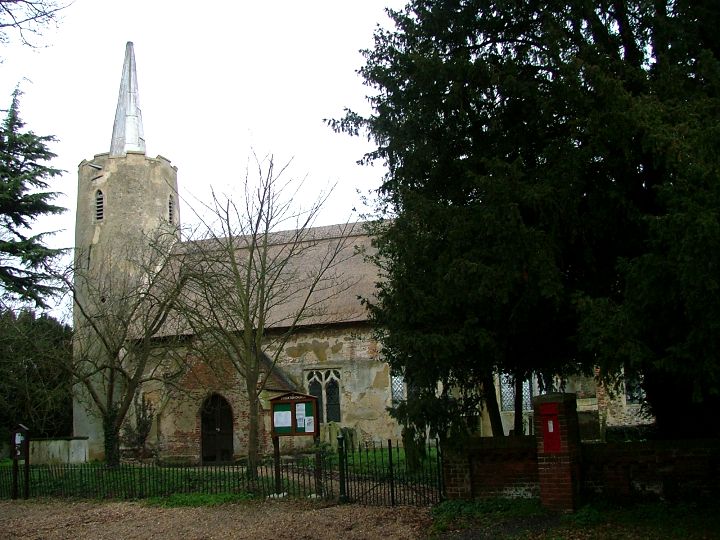 The church and the post box: heart of a hamlet.