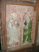 St Batholomew with his flencing knife and St Matthew with his halberd