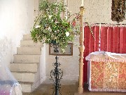 north side of the sanctuary showing steps, platform, remains of reredos and sarum screen