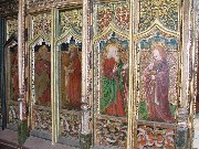four more Victorian Saints: St Quirinius with his hamster, St Jude with his ship, St Obligamus with his pineapple, St John the Divine with his poison chalice