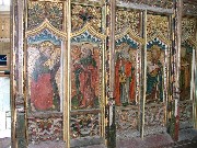 St Lassitude (patron saint of a quiet night in) reading his book, St Peter, St James, St Matthew